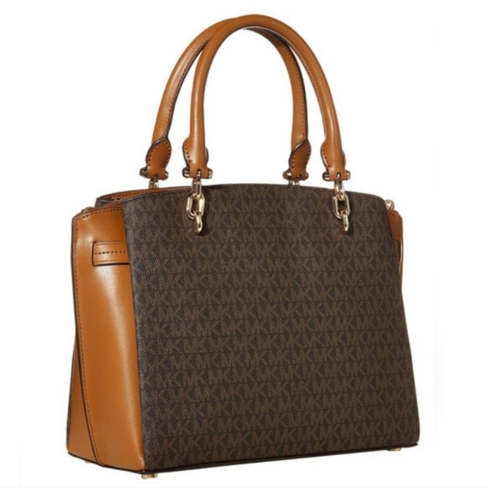 🍒NWT🍒 MK LARGE SIGNATURE LEATHER SATCHEL - Picture 3 of 8